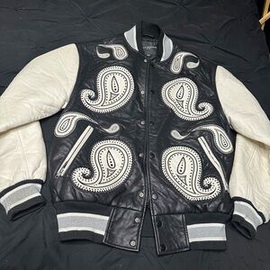 Black and White Paisley Varsity Jacket